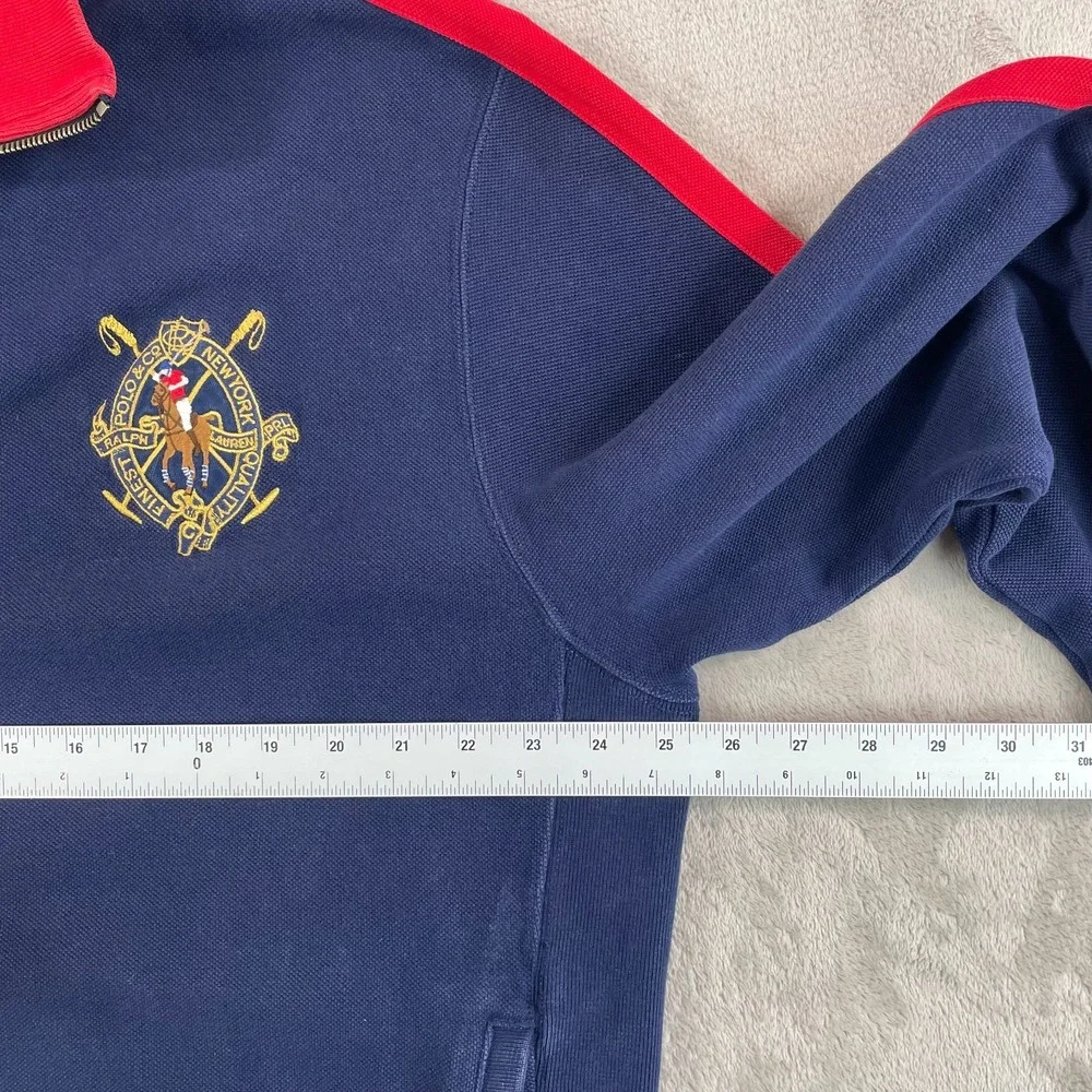 Polo Ralph Lauren Equestrian Crest Logo Track Jacket Men XL‎ Blue Full Zip Heavy